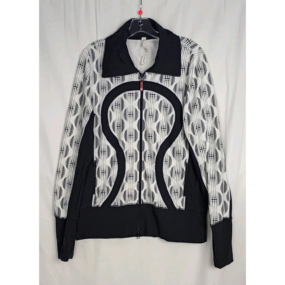 Lululemon Stride Jacket Women's Black And White Activewear Size 12